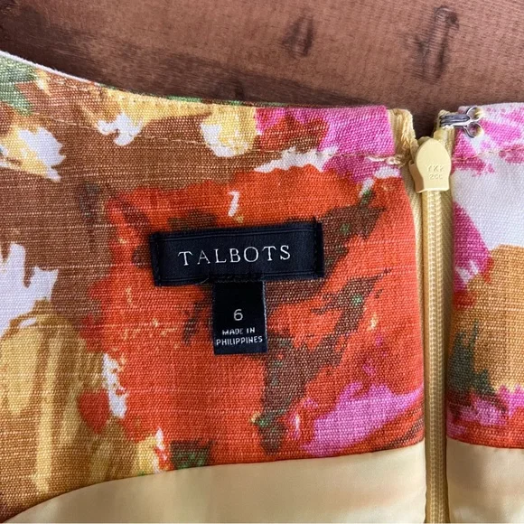 Talbots Dress Size 6 Sheath Floral Pockets Sleeveless Bright Colors 100% cotton - Picture 7 of 14